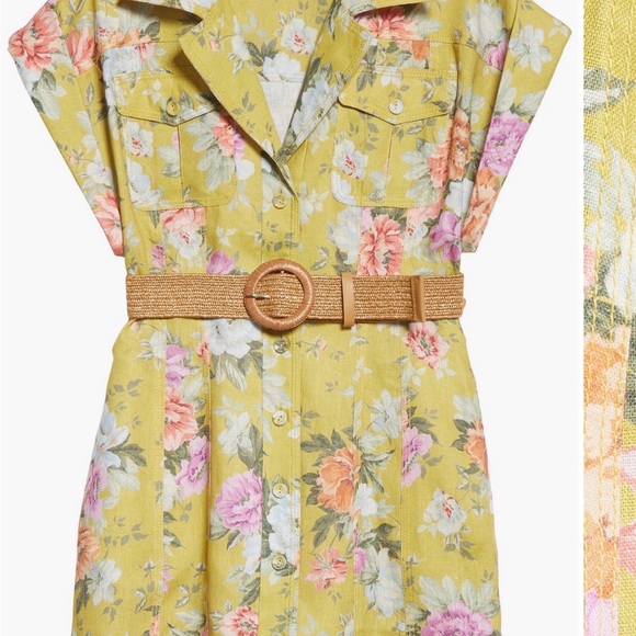 Zimmermann cuffed mini dress in mustard rose (size 3, NWT) - Picture 2 of 9